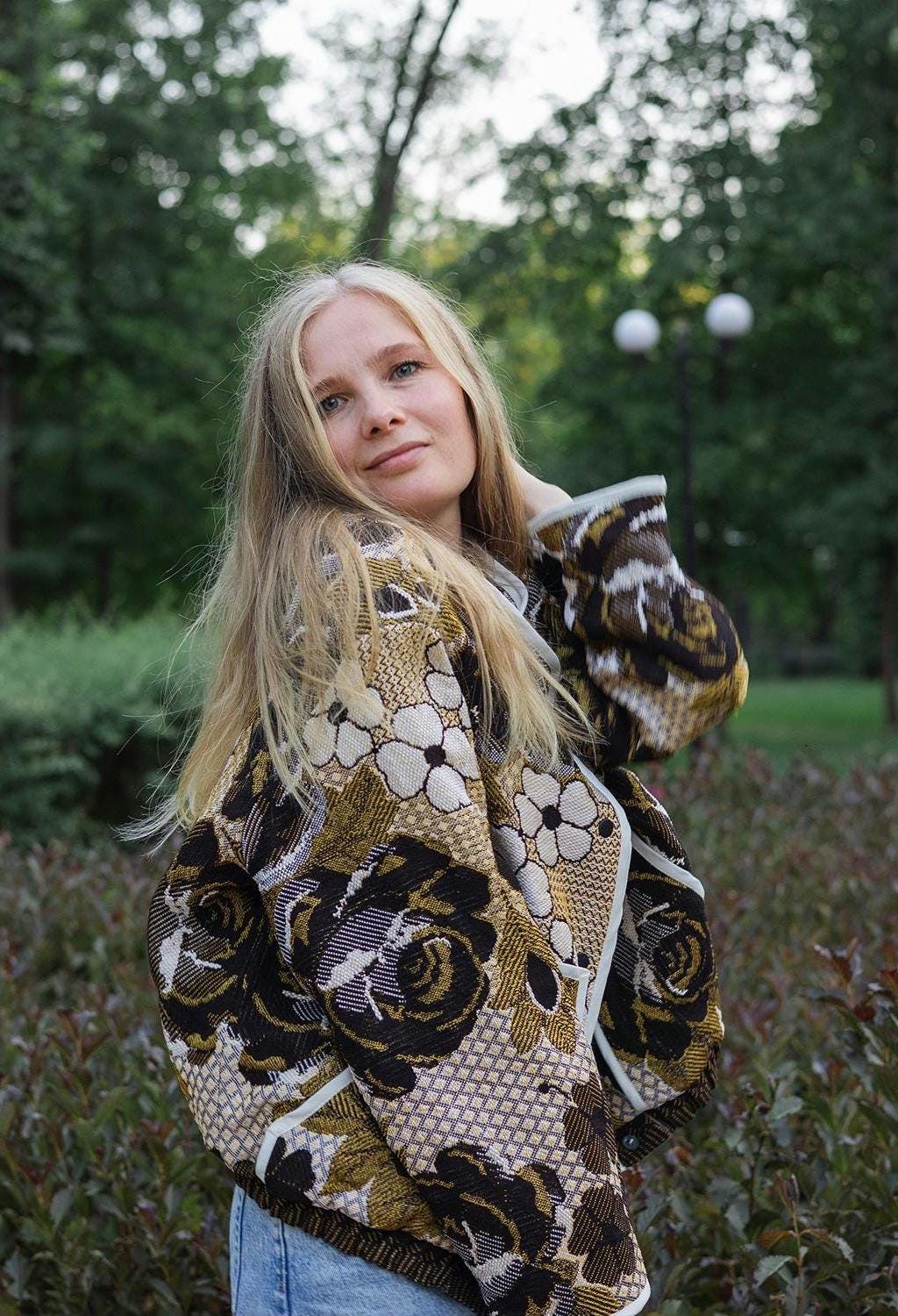 Handmade Tapestry Jacket, Upcycled Vintage Floral Blanket Coat, Oversized Statement Bomber, Unique Boho Outerwear