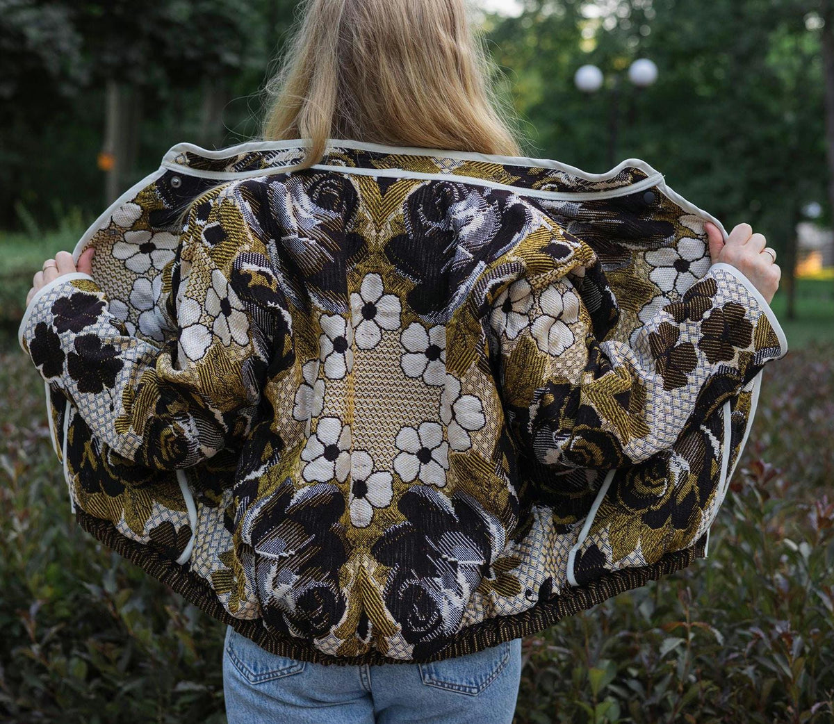 Handmade Tapestry Jacket, Upcycled Vintage Floral Blanket Coat, Oversized Statement Bomber, Unique Boho Outerwear