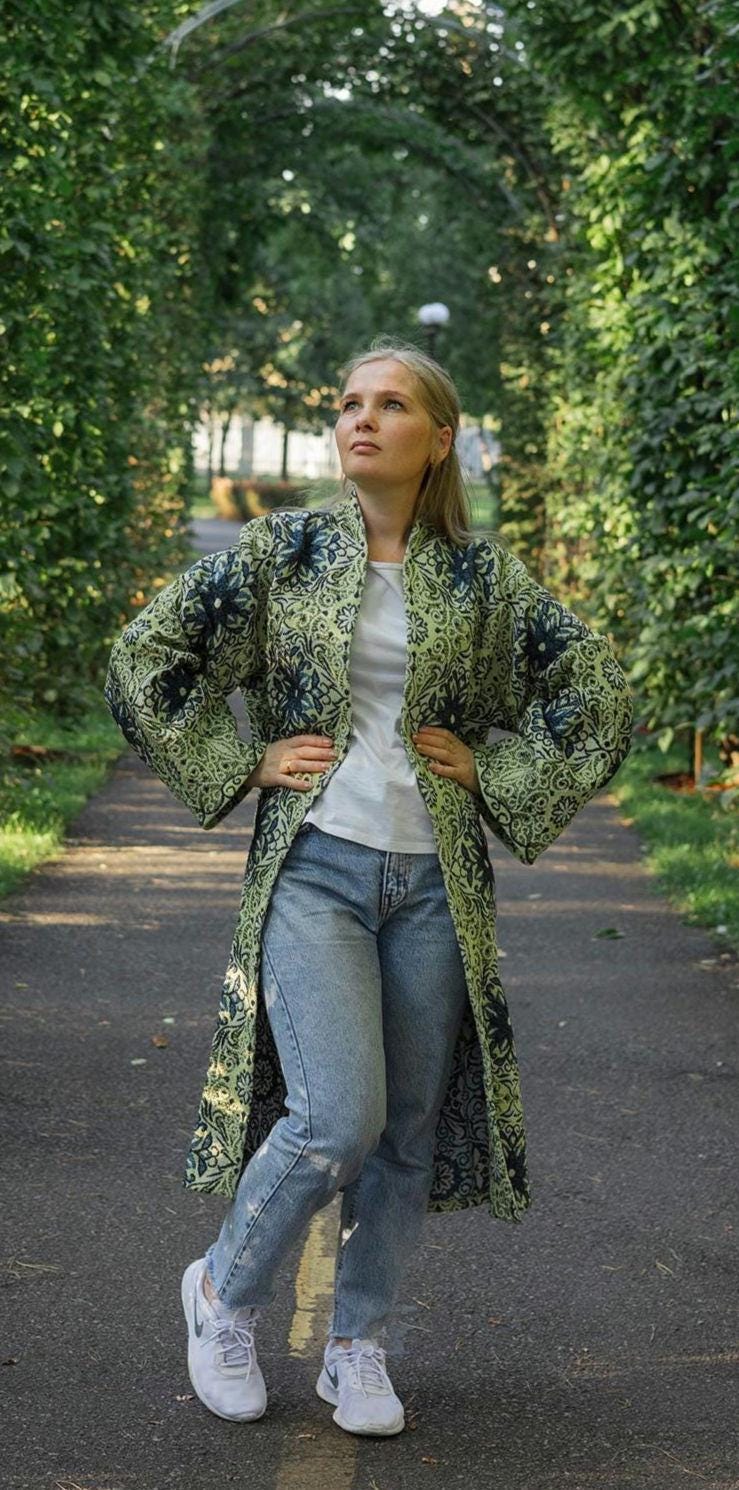 Handmade Vintage Tapestry Cardigan, Upcycled Floral Duster Coat, Oversized Boho Outerwear