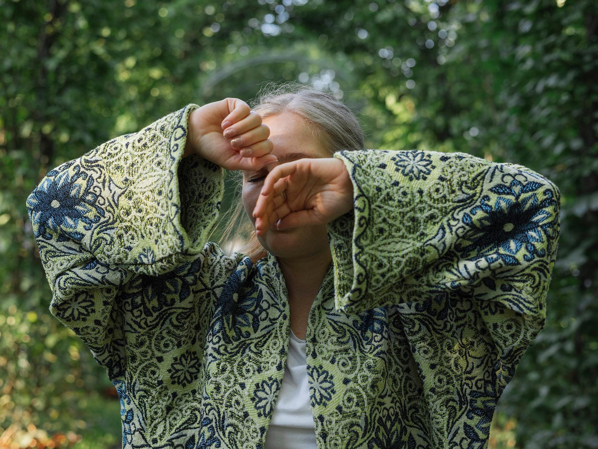 Handmade Vintage Tapestry Cardigan, Upcycled Floral Duster Coat, Oversized Boho Outerwear