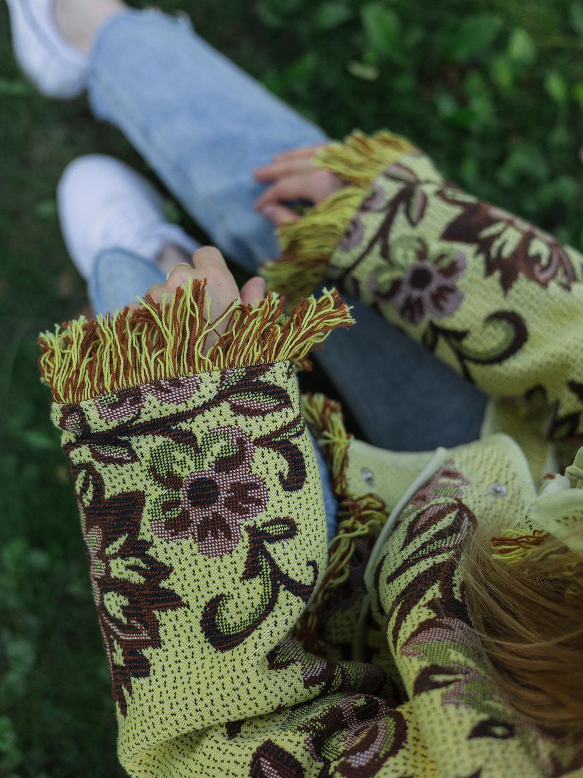 Handmade Fringe Tapestry Jacket, Upcycled Vintage Blanket Coat, Boho Statement Bomber (Oversized S-M)