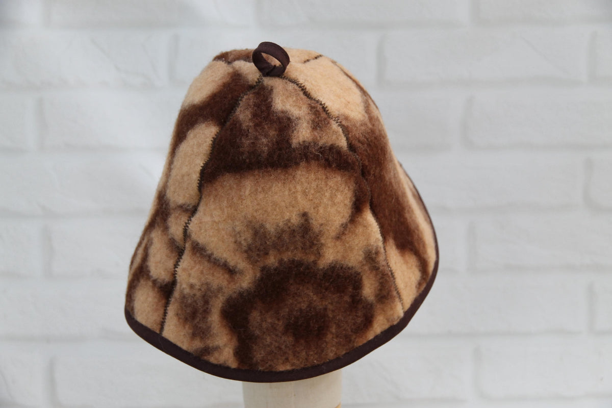One-of-a-Kind Wool Sauna Hat, Upcycled Floral Pattern Blanket, Boho Chic Banya Headwear