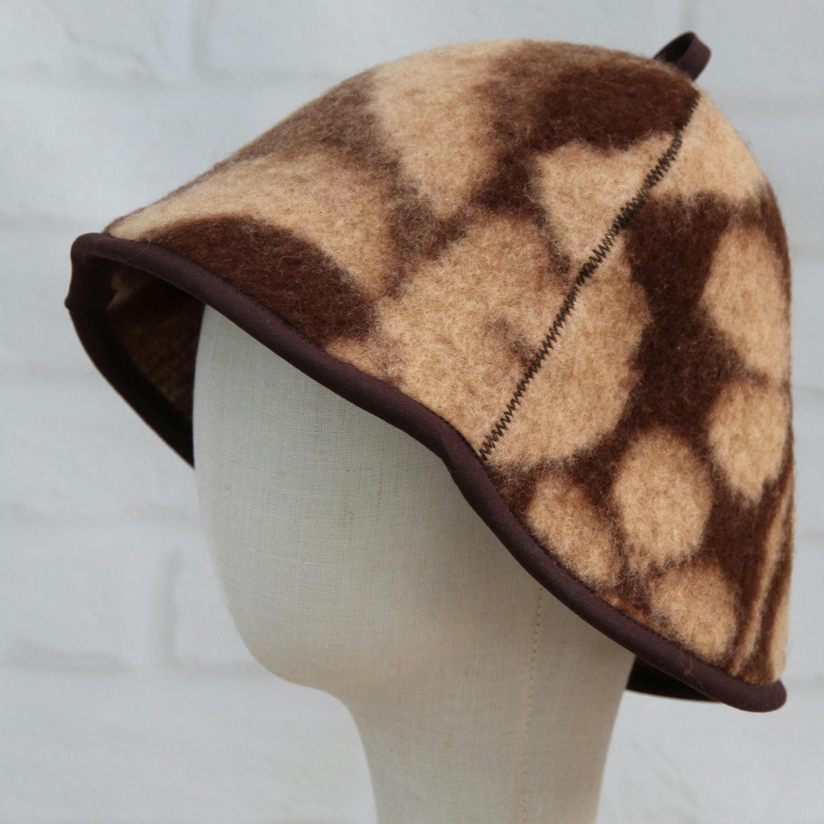 One-of-a-Kind Wool Sauna Hat, Upcycled Floral Pattern Blanket, Boho Chic Banya Headwear