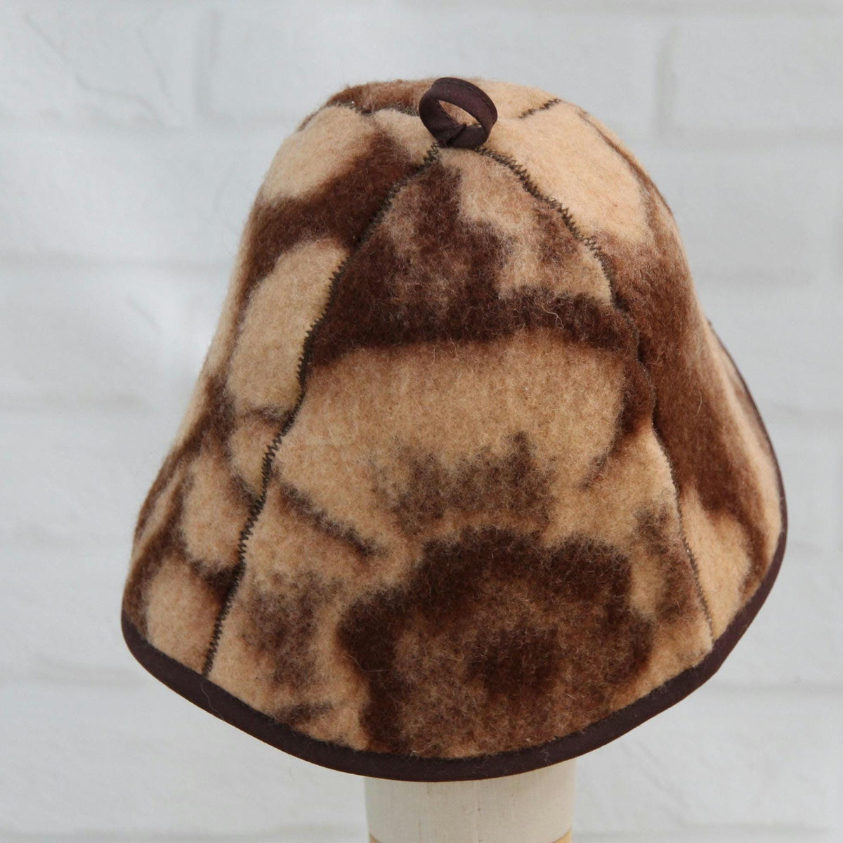 One-of-a-Kind Wool Sauna Hat, Upcycled Floral Pattern Blanket, Boho Chic Banya Headwear