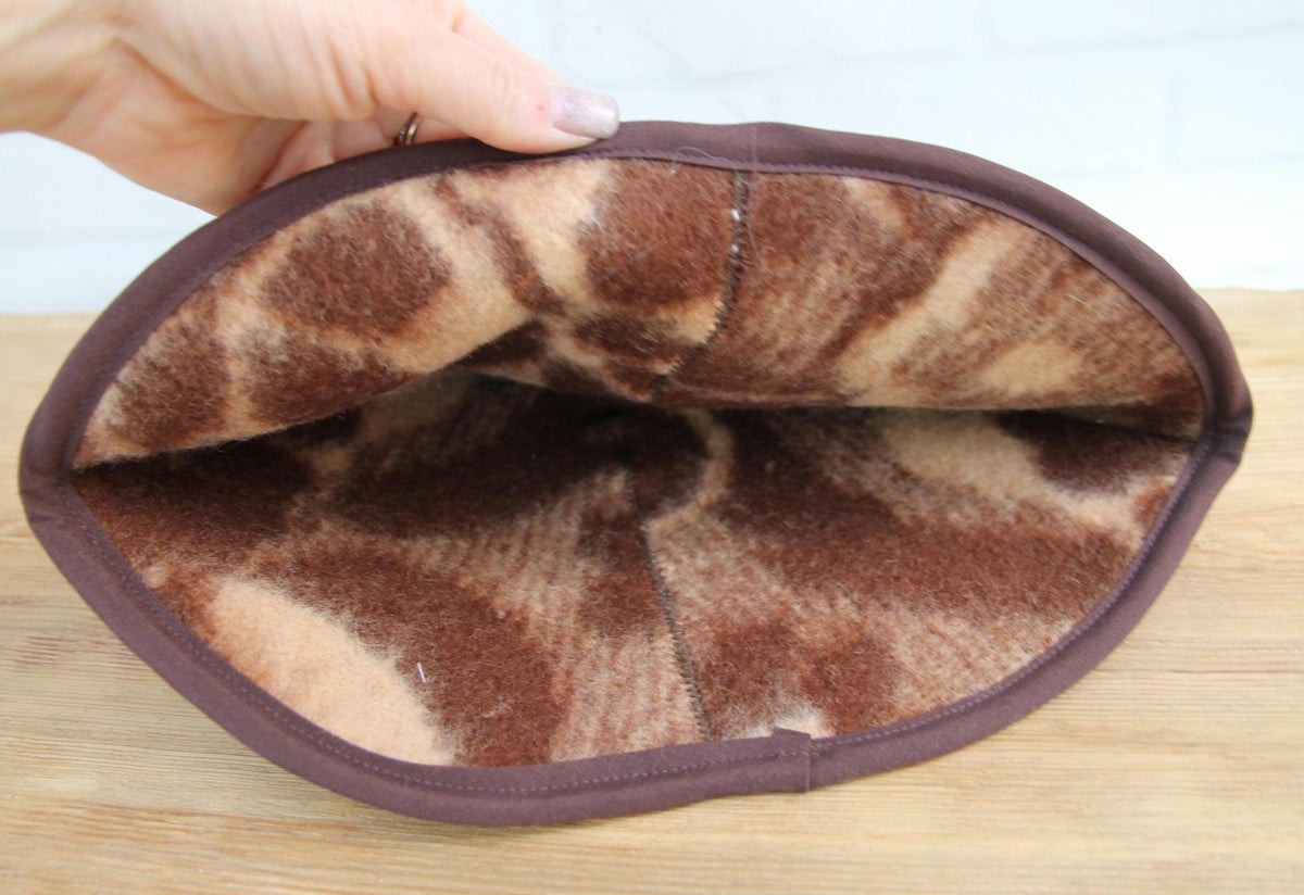 One-of-a-Kind Wool Sauna Hat, Upcycled Floral Pattern Blanket, Boho Chic Banya Headwear