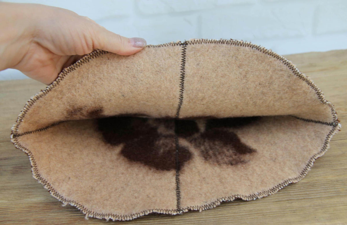 Handmade Felted Wool Sauna Hat, Upcycled Blanket Banya Cap, Spa Accessory