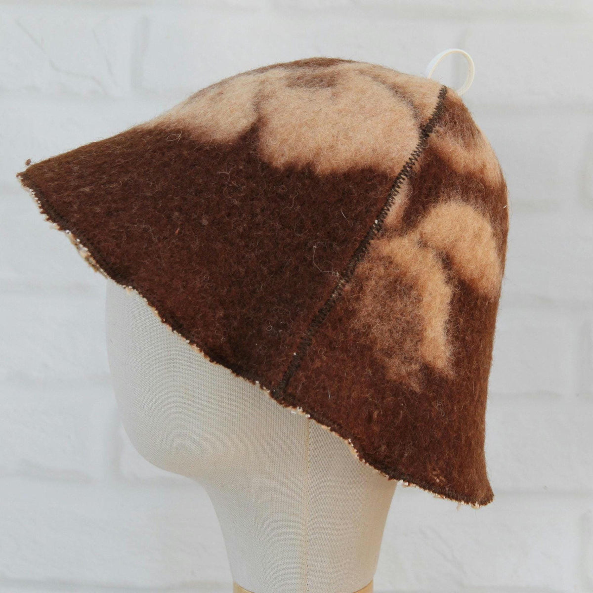 Handmade Felted Wool Sauna Hat, Upcycled Blanket Banya Cap, Spa Accessory