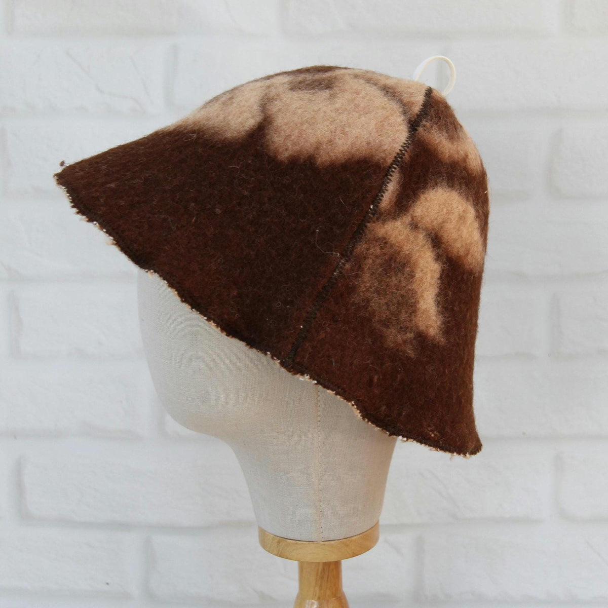Handmade Felted Wool Sauna Hat, Upcycled Blanket Banya Cap, Spa Accessory