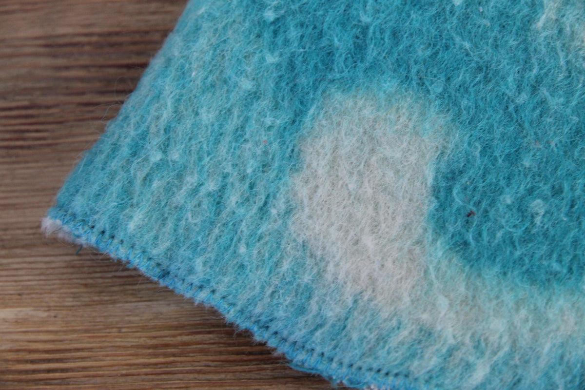 Handmade Wool Sauna Hat, Upcycled Turquoise White Banya Cap, Spa Accessory