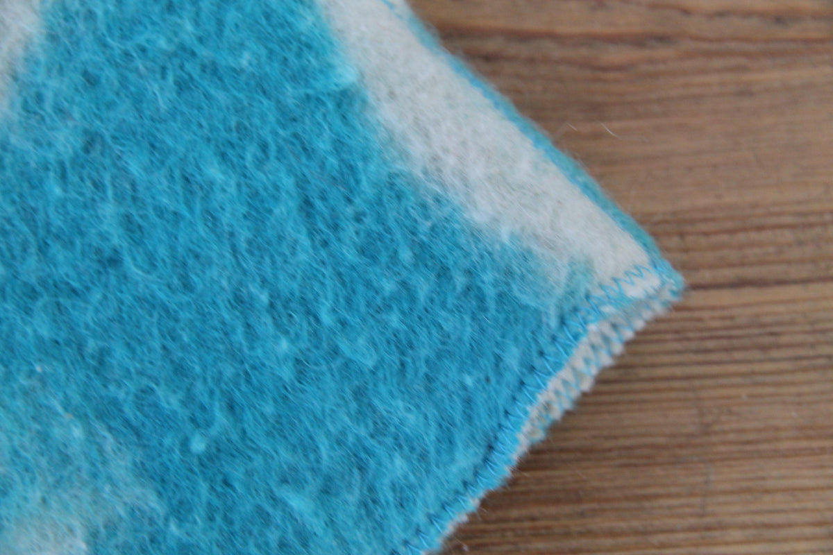 Handmade Wool Sauna Hat, Upcycled Turquoise White Banya Cap, Spa Accessory
