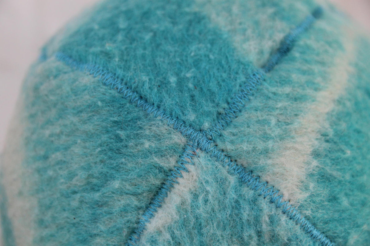 Handmade Wool Sauna Hat, Upcycled Turquoise White Banya Cap, Spa Accessory