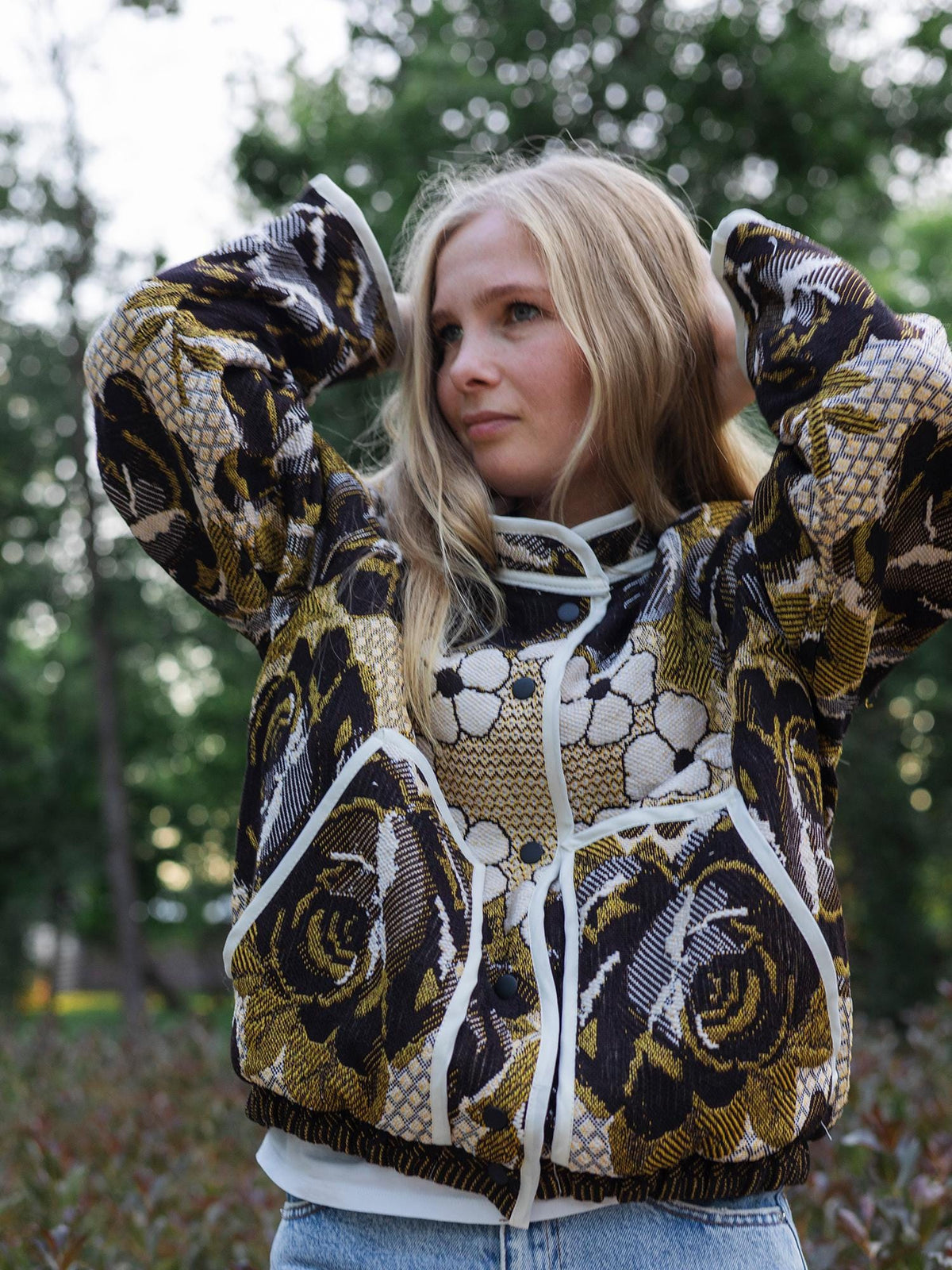 Handmade Tapestry Jacket, Upcycled Vintage Floral Blanket Coat, Oversized Statement Bomber, Unique Boho Outerwear