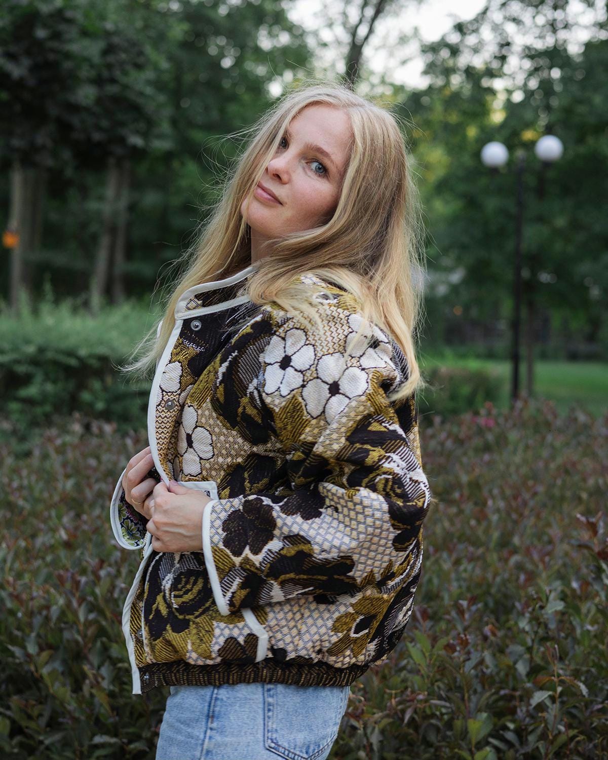 Handmade Tapestry Jacket, Upcycled Vintage Floral Blanket Coat, Oversized Statement Bomber, Unique Boho Outerwear