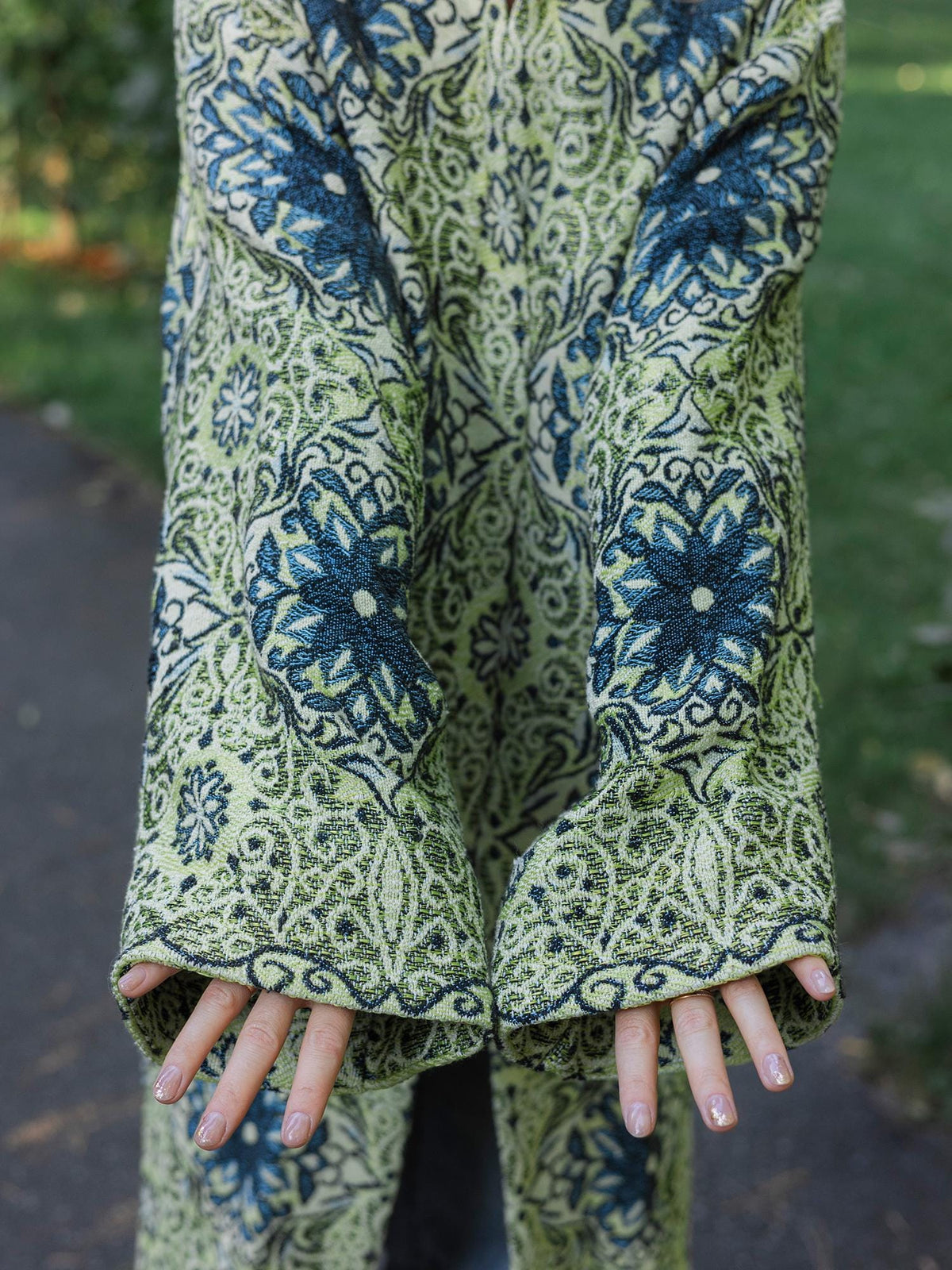 Handmade Vintage Tapestry Cardigan, Upcycled Floral Duster Coat, Oversized Boho Outerwear