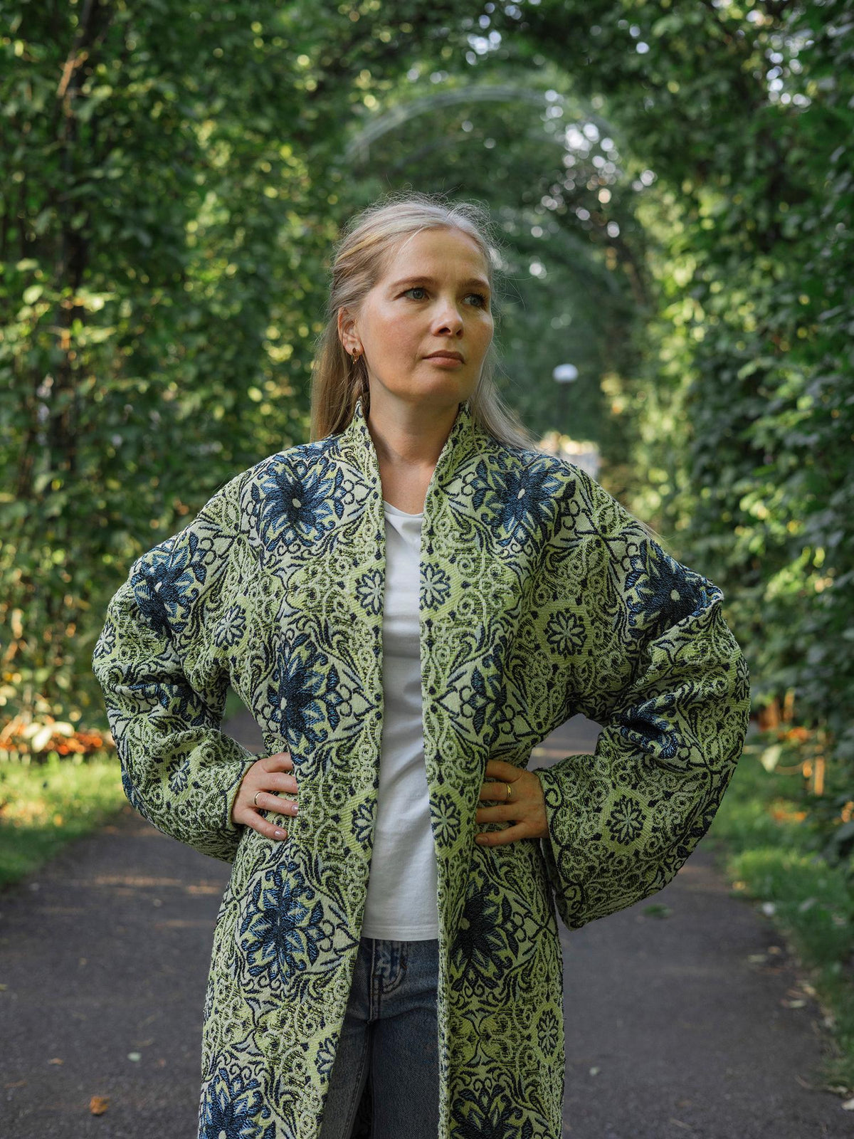 Handmade Vintage Tapestry Cardigan, Upcycled Floral Duster Coat, Oversized Boho Outerwear
