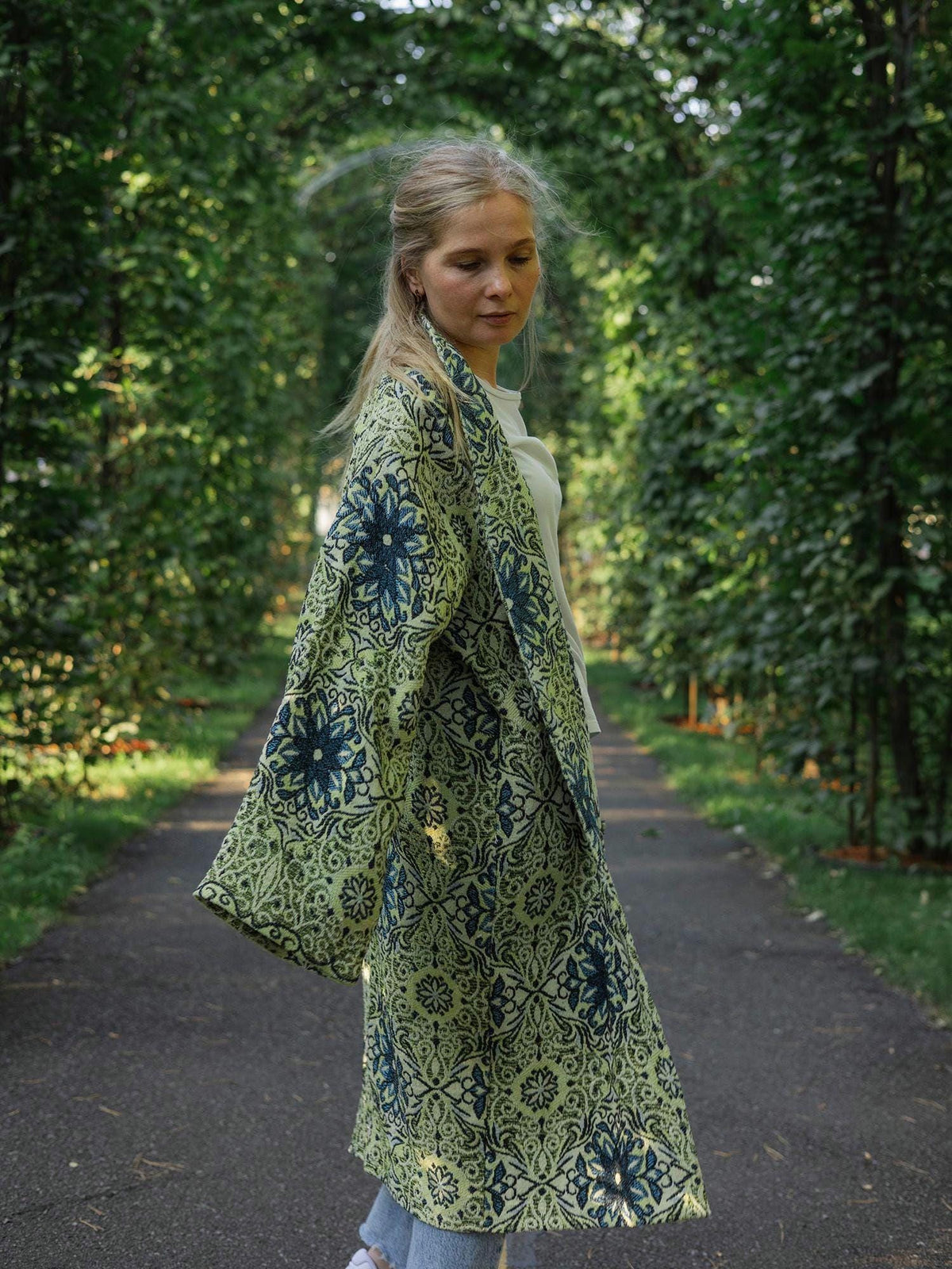Handmade Vintage Tapestry Cardigan, Upcycled Floral Duster Coat, Oversized Boho Outerwear