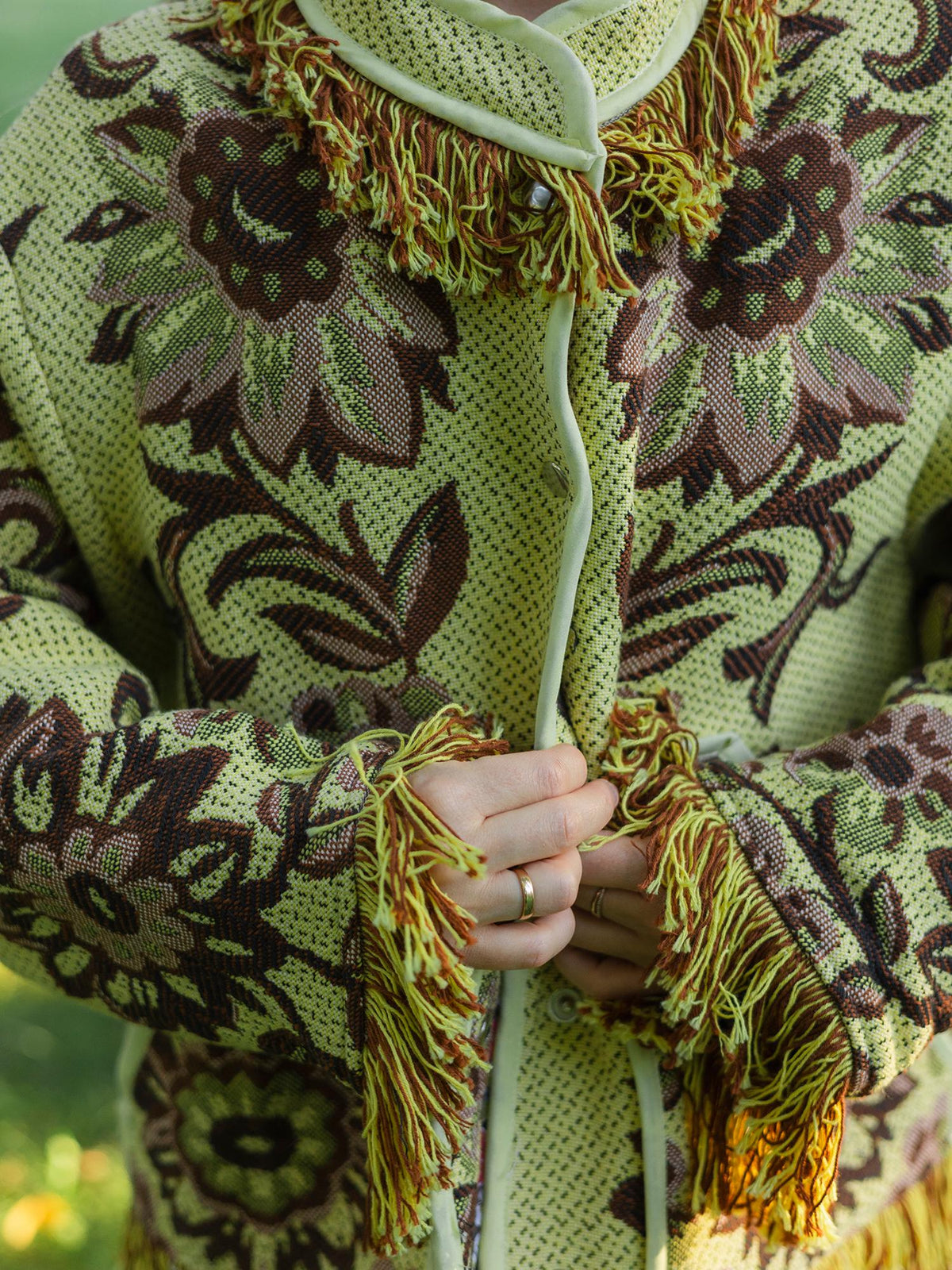 Handmade Fringe Tapestry Jacket, Upcycled Vintage Blanket Coat, Boho Statement Bomber (Oversized S-M)