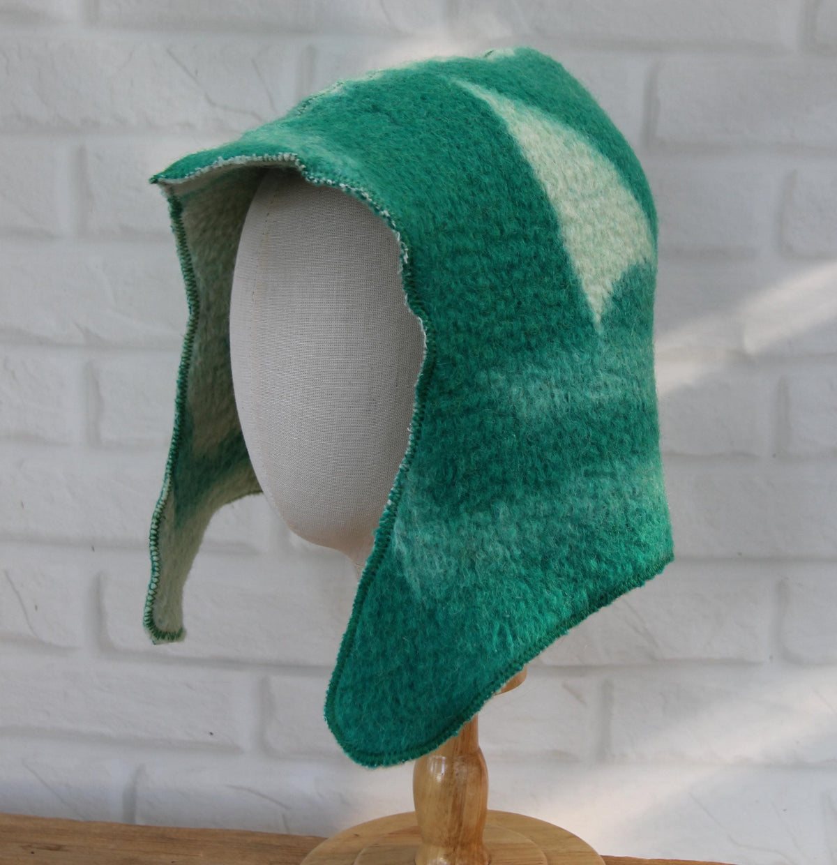 Men's Wool Sauna Hat, Felted Green Banya Cap, Natural Sheep Wool Steam Room Accessories, Spa Head Cover, Gift for Him, Banya Hat