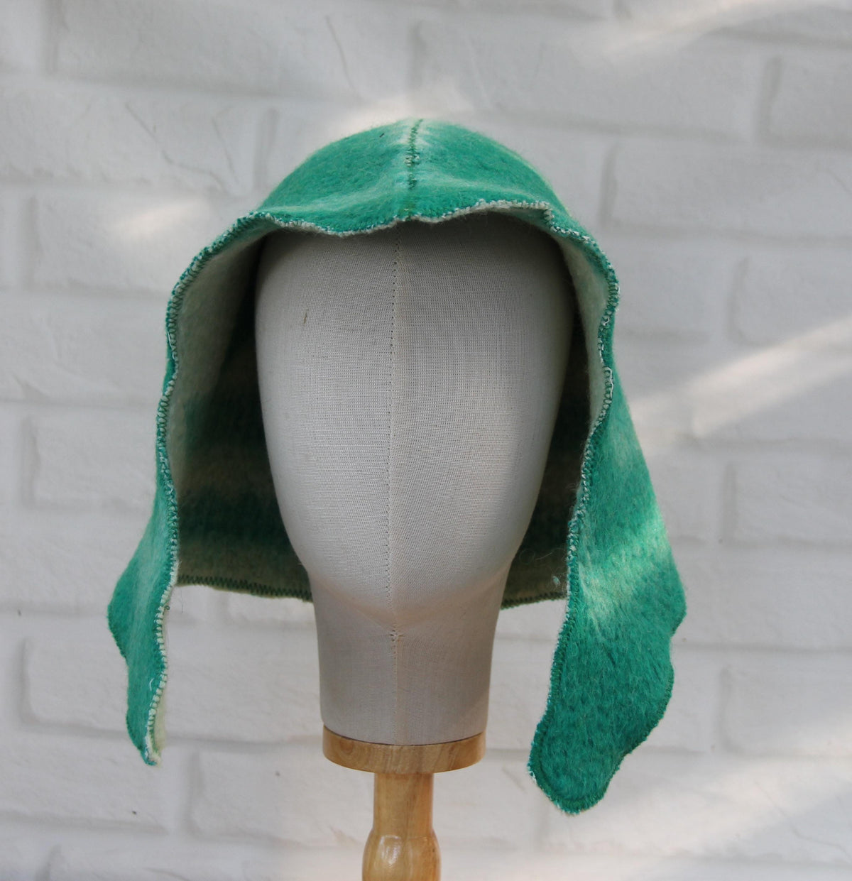 Men's Wool Sauna Hat, Felted Green Banya Cap, Natural Sheep Wool Steam Room Accessories, Spa Head Cover, Gift for Him, Banya Hat