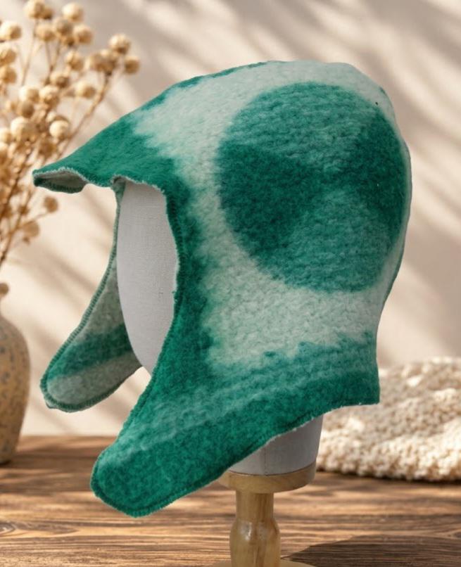 Men's Wool Sauna Hat, Felted Green Banya Cap, Natural Sheep Wool Steam Room Accessories, Spa Head Cover, Gift for Him, Hood Banya Hat