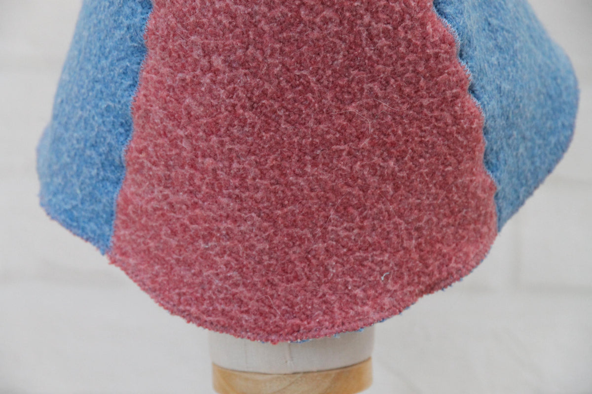 Two Tone Wool Sauna Hat, Two Color Blue Pink Felted Banya Cap, Natural Sheep Wool Steam Room Accessories, Spa Head Protection, Sauna Gift