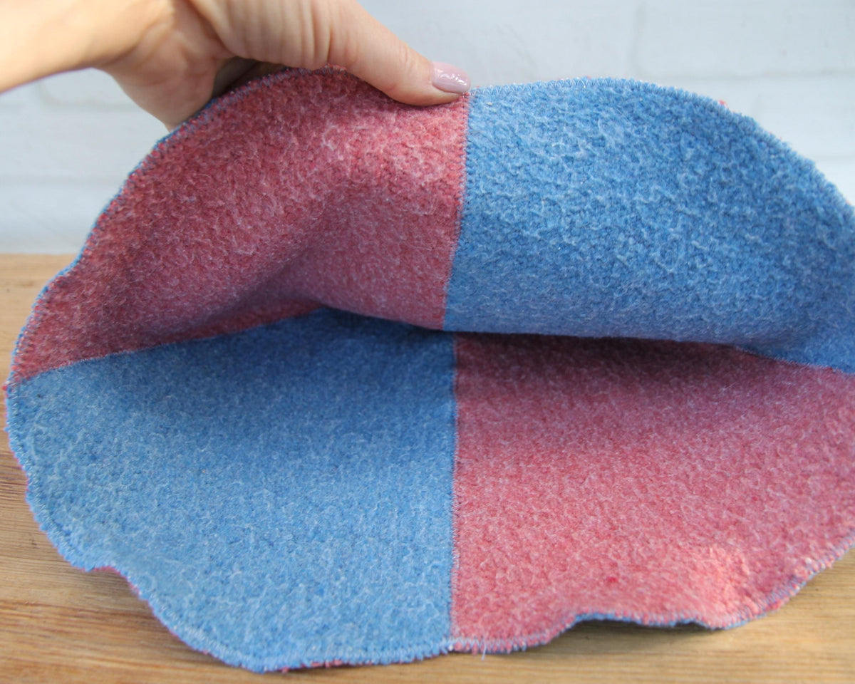 Two Tone Wool Sauna Hat, Two Color Blue Pink Felted Banya Cap, Natural Sheep Wool Steam Room Accessories, Spa Head Protection, Sauna Gift