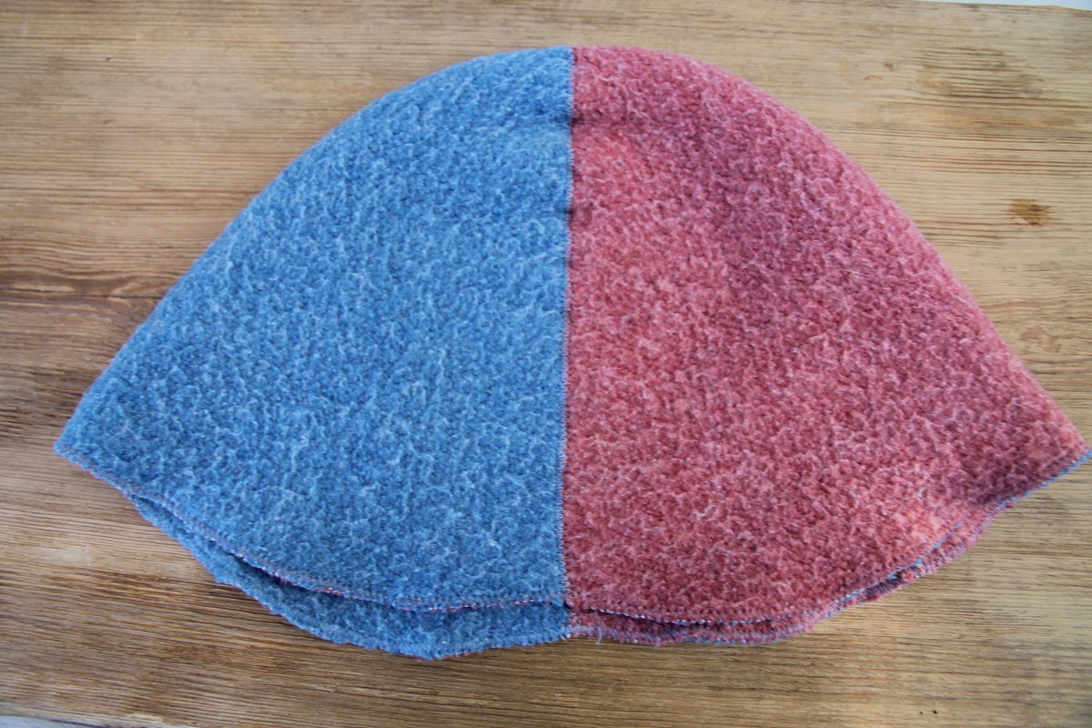 Two Tone Wool Sauna Hat, Two Color Blue Pink Felted Banya Cap, Natural Sheep Wool Steam Room Accessories, Spa Head Protection, Sauna Gift