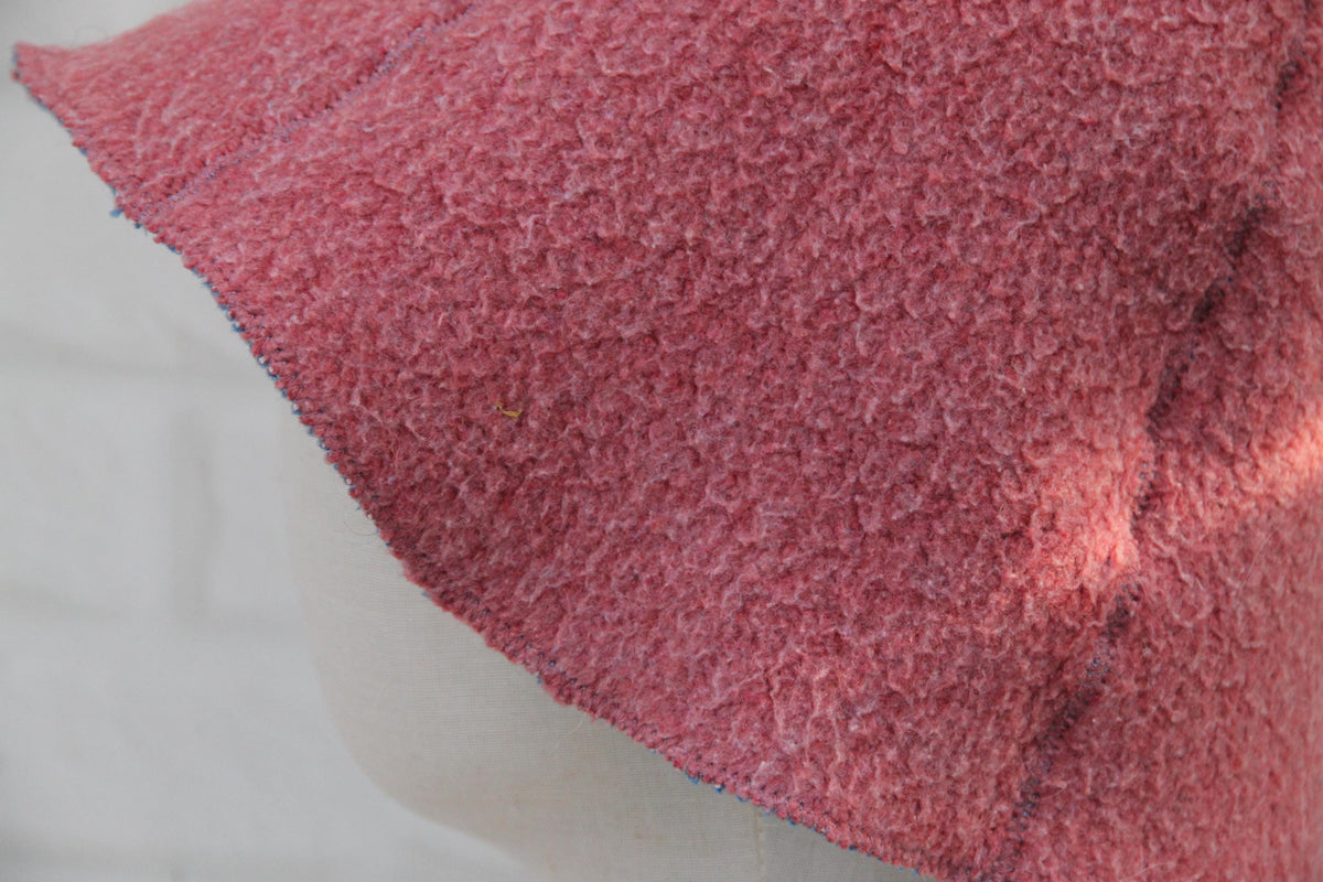 Reversible Wool Sauna Hat, Pink and Blue Felted Banya Cap 2 in 1, Natural Sheep Wool Steam Room Accessories, Spa Head Cover, Gift for Her