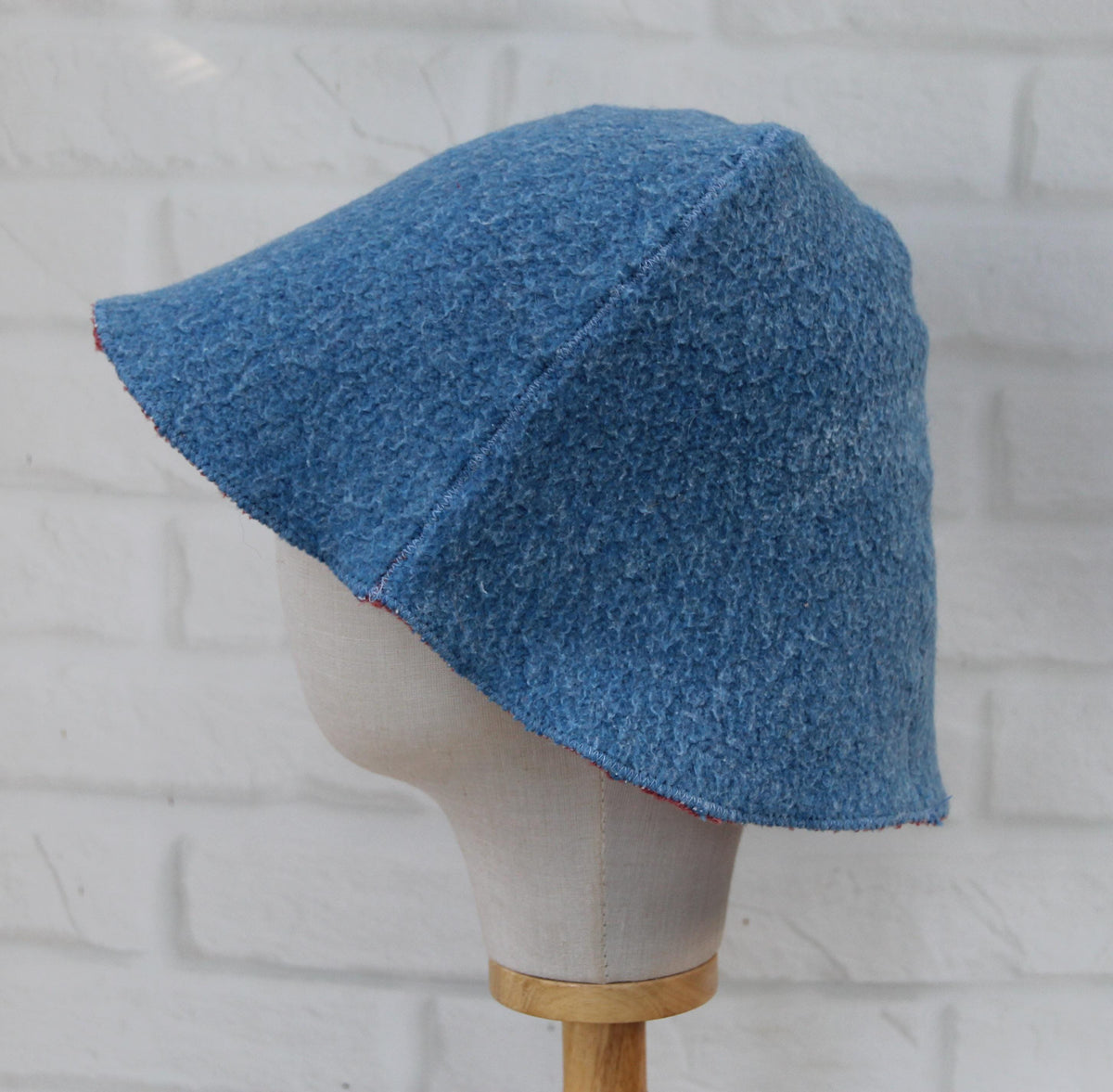 Reversible Wool Sauna Hat, Pink and Blue Felted Banya Cap 2 in 1, Natural Sheep Wool Steam Room Accessories, Spa Head Cover, Gift for Her