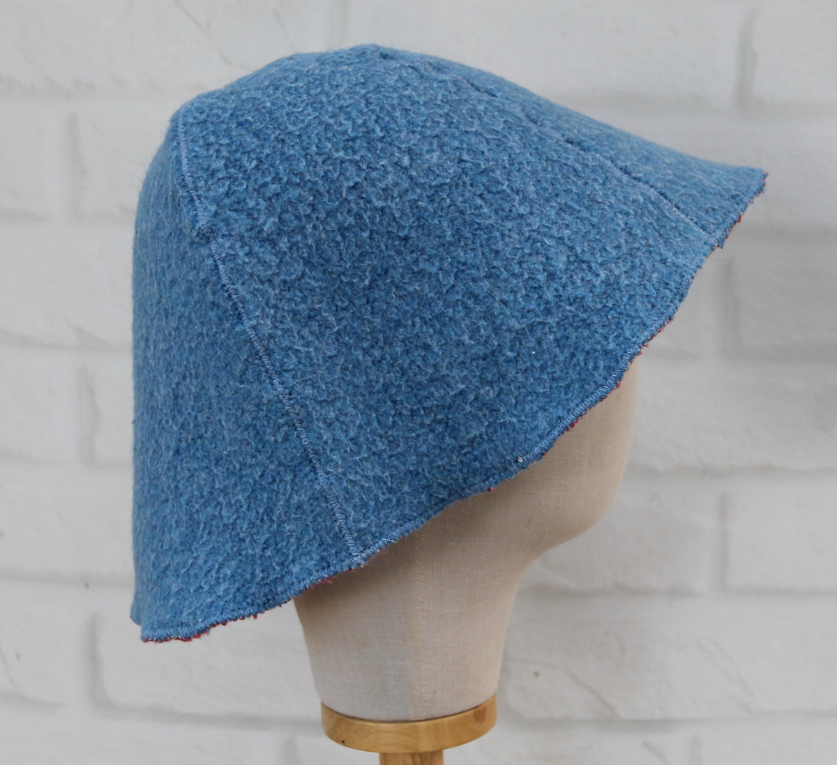Reversible Wool Sauna Hat, Pink and Blue Felted Banya Cap 2 in 1, Natural Sheep Wool Steam Room Accessories, Spa Head Cover, Gift for Her