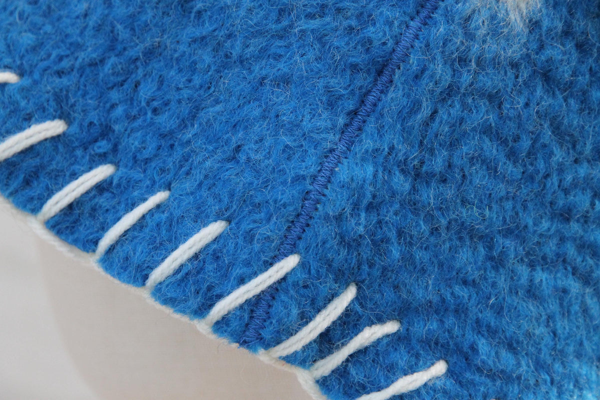 Felted Wool Sauna Hat with Hand Stitching and Flower Motif - Protect Your Hair and Enhance Your Spa Experience - Large (35x22 cm)