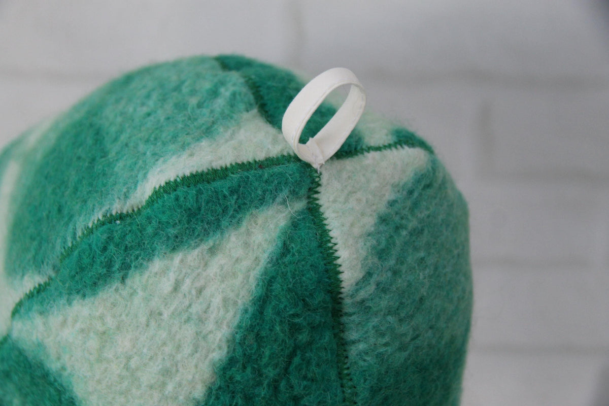 Handmade 100% Natural Wool Sauna Hat - Green Cream Felted Spa Cap for Heat Protection, Hair Care Wellness - Large Size 37x22 cm