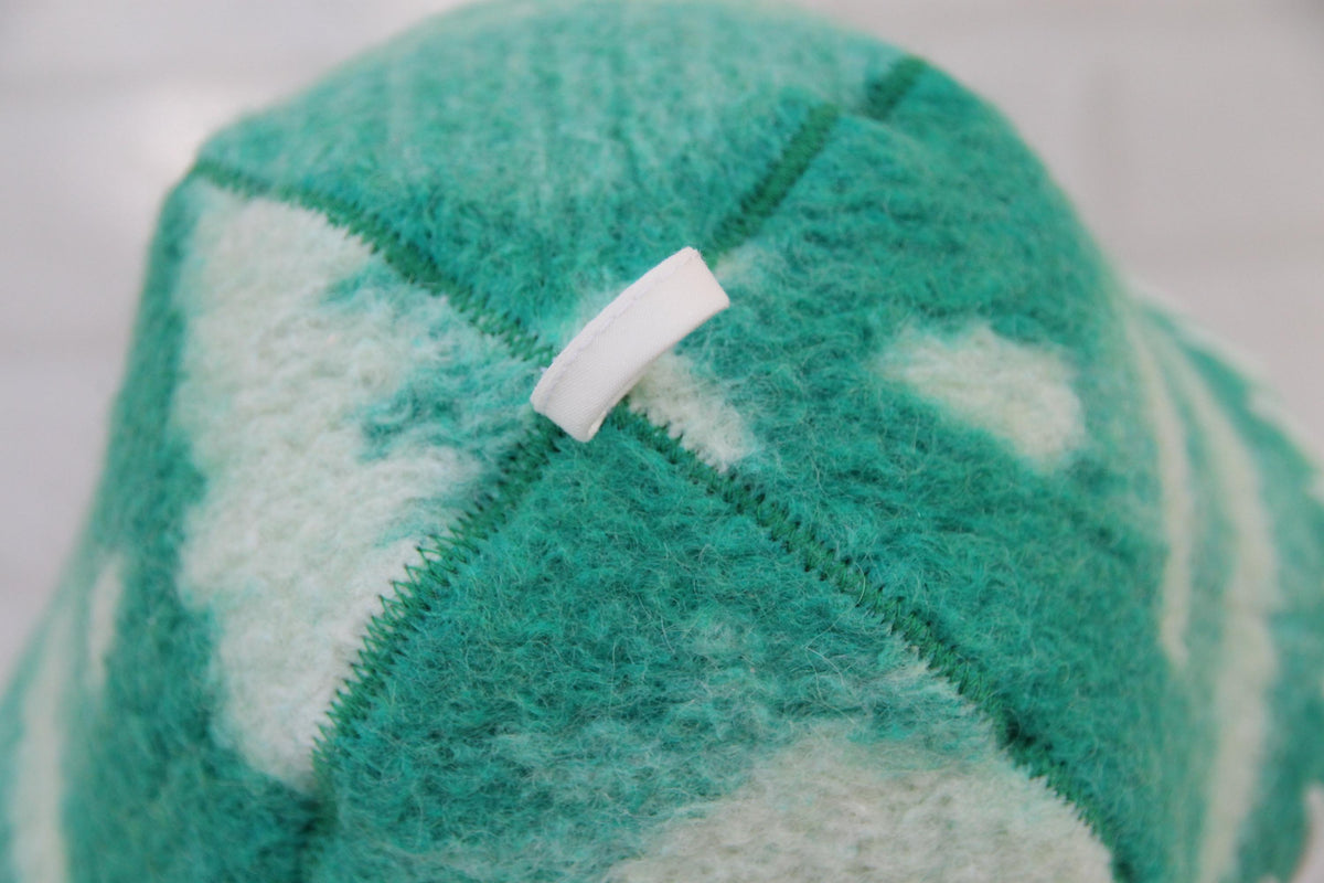 Handmade 100% Wool Sauna Hat with Hand Stitching - Green Cream Felted Spa Cap for Hair Care (36x22 cm / 14.2x8.7 in)