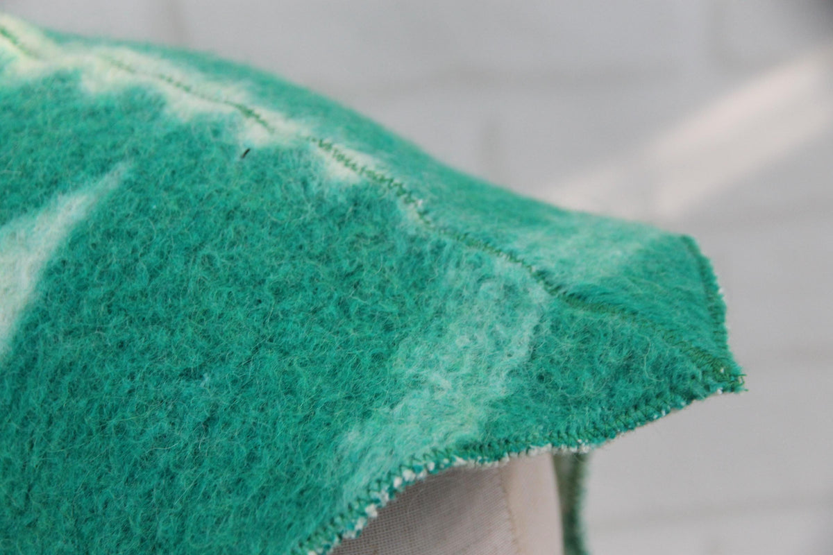 Men's Wool Sauna Hat, Felted Green Banya Cap, Natural Sheep Wool Steam Room Accessories, Spa Head Cover, Gift for Him, Banya Hat