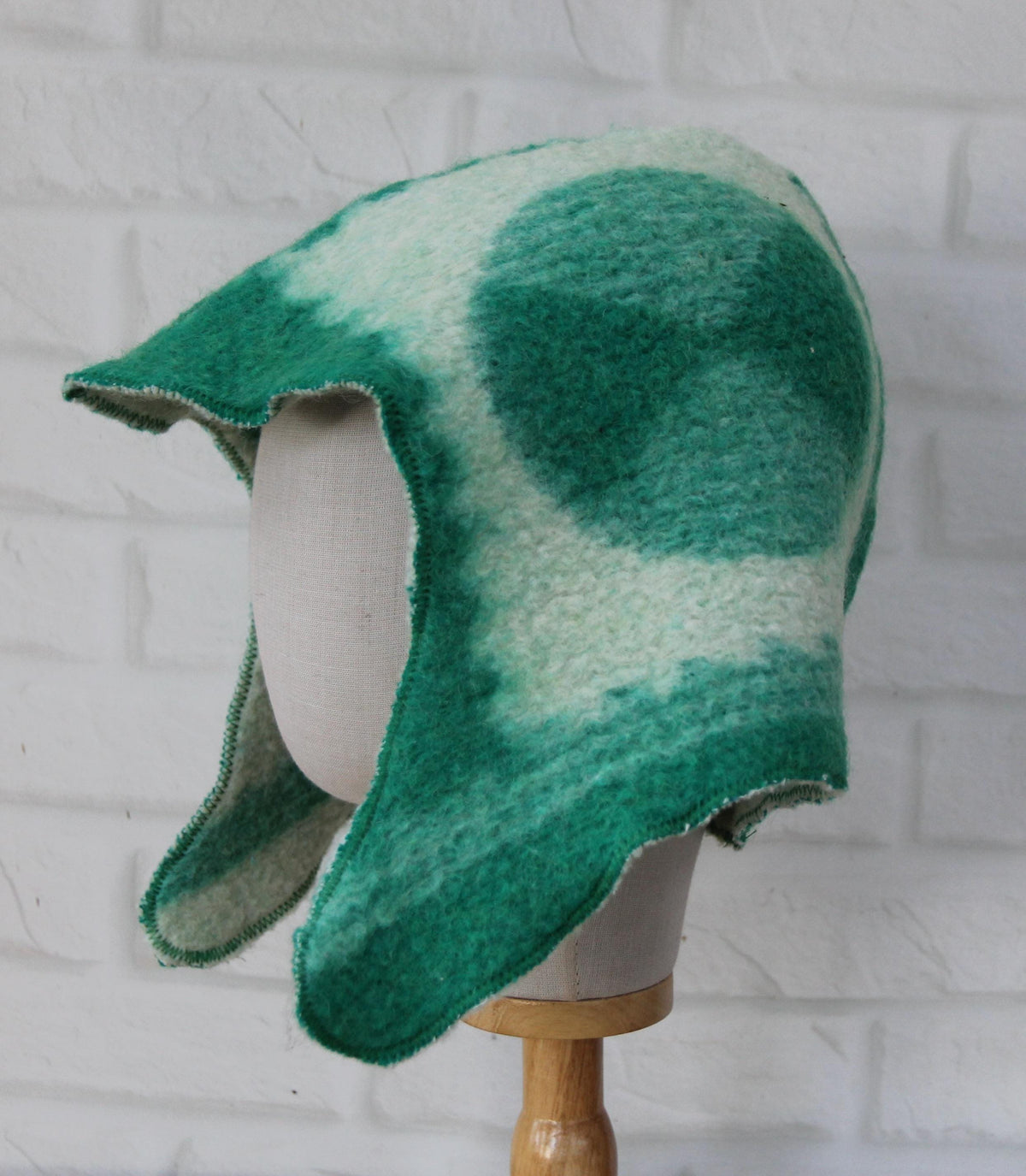 Men's Wool Sauna Hat, Felted Green Banya Cap, Natural Sheep Wool Steam Room Accessories, Spa Head Cover, Gift for Him, Hood Banya Hat