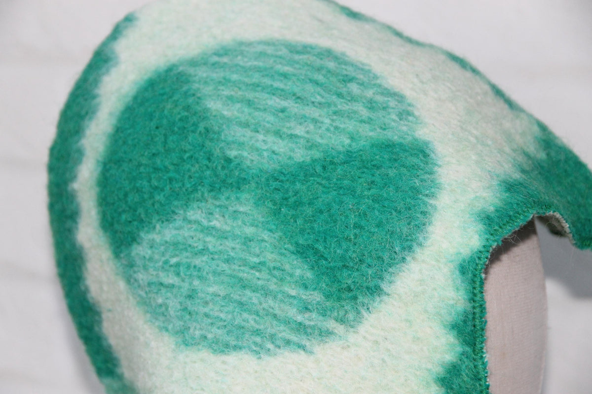 Men's Wool Sauna Hat, Felted Green Banya Cap, Natural Sheep Wool Steam Room Accessories, Spa Head Cover, Gift for Him, Hood Banya Hat