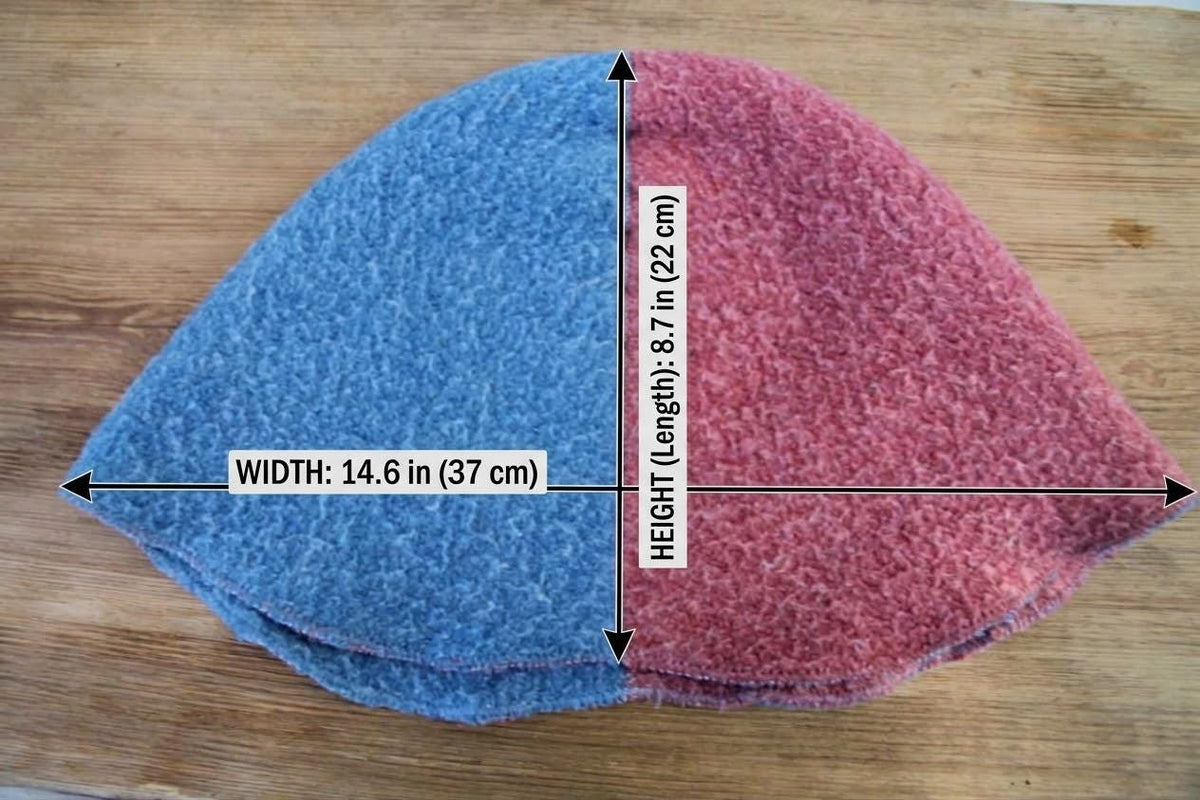 Two Tone Wool Sauna Hat, Two Color Blue Pink Felted Banya Cap, Natural Sheep Wool Steam Room Accessories, Spa Head Protection, Sauna Gift