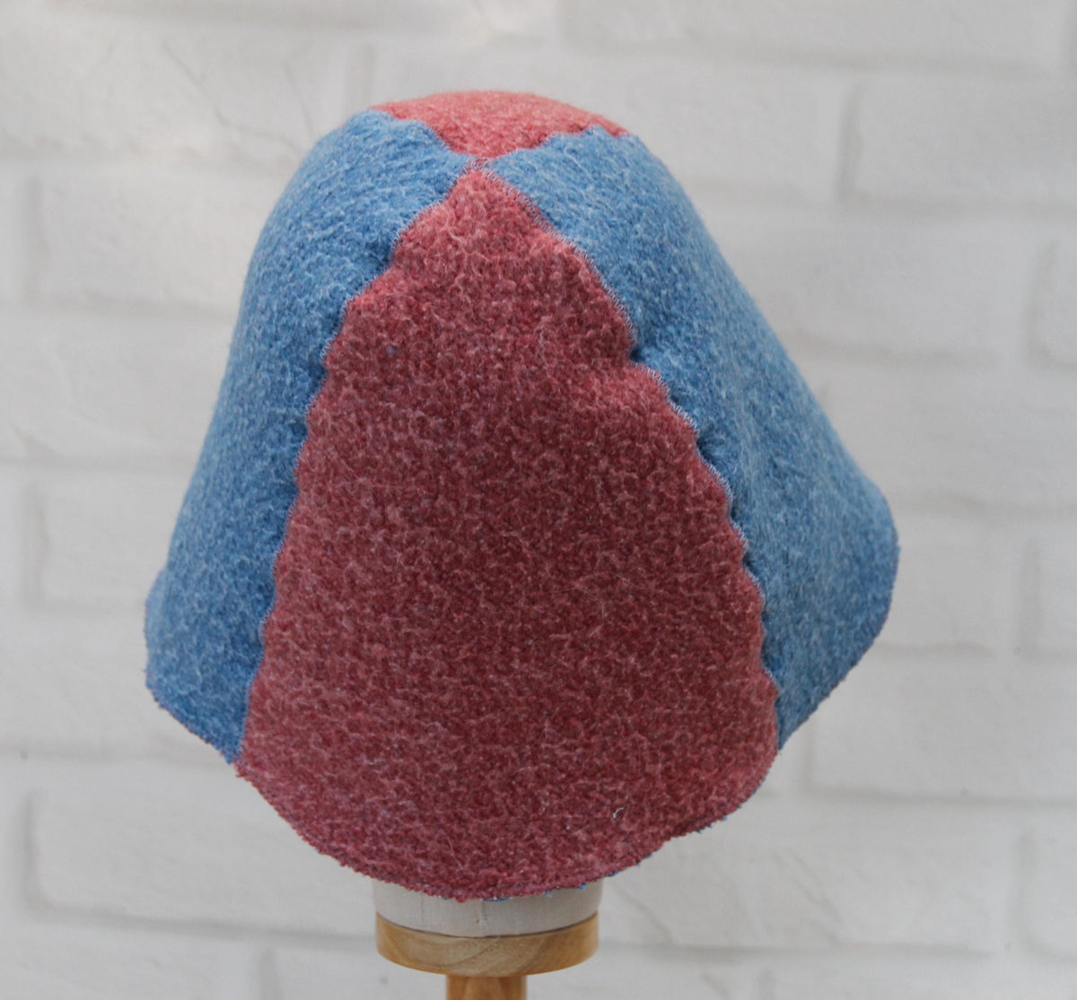 Two Tone Wool Sauna Hat, Two Color Blue Pink Felted Banya Cap, Natural Sheep Wool Steam Room Accessories, Spa Head Protection, Sauna Gift