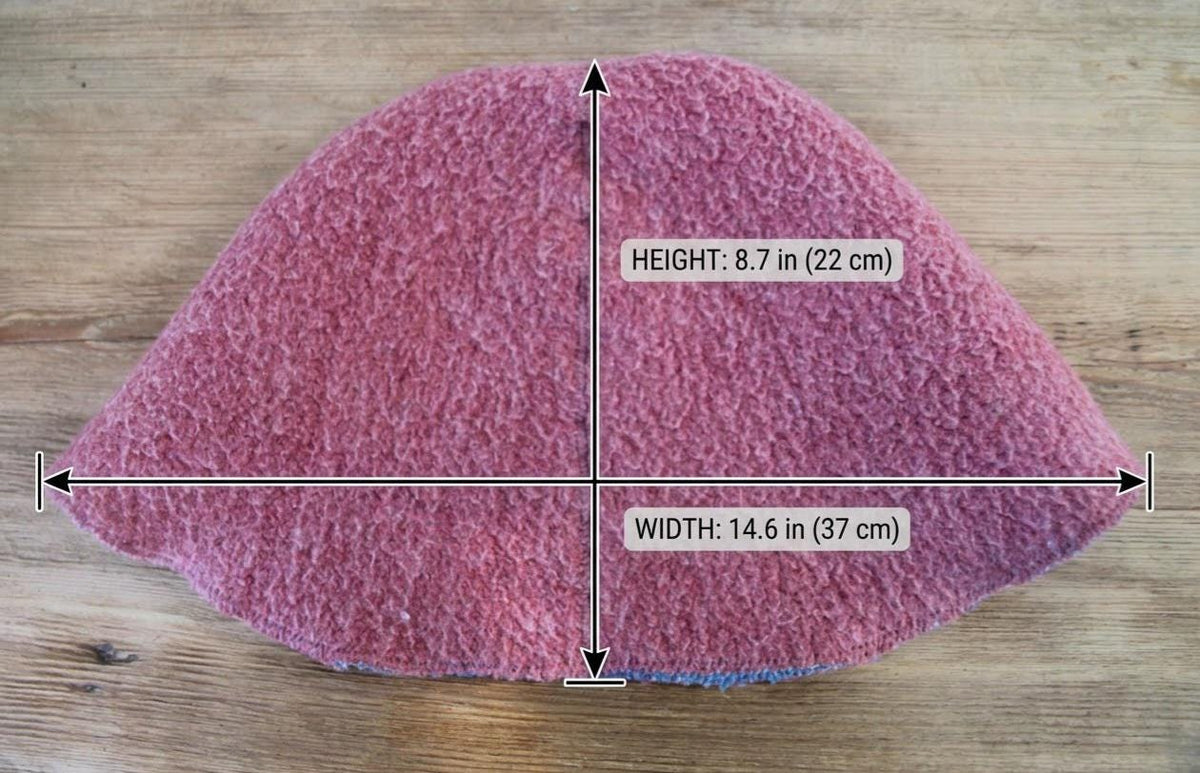 Reversible Wool Sauna Hat, Pink and Blue Felted Banya Cap 2 in 1, Natural Sheep Wool Steam Room Accessories, Spa Head Cover, Gift for Her