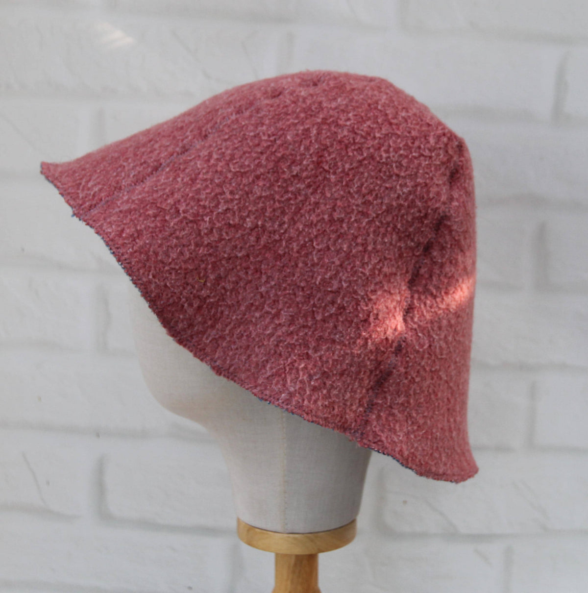 Reversible Wool Sauna Hat, Pink and Blue Felted Banya Cap 2 in 1, Natural Sheep Wool Steam Room Accessories, Spa Head Cover, Gift for Her