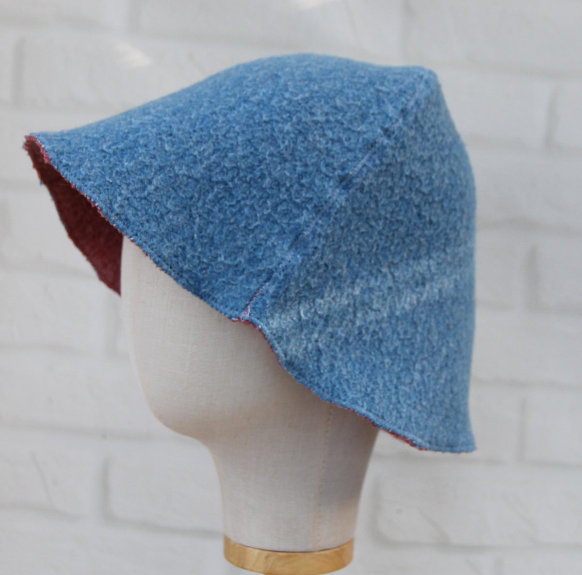 Reversible Wool Sauna Hat, Pink and Blue Felted Banya Cap 2 in 1, Natural Sheep Wool Steam Room Accessories, Spa Head Cover, Gift for Her