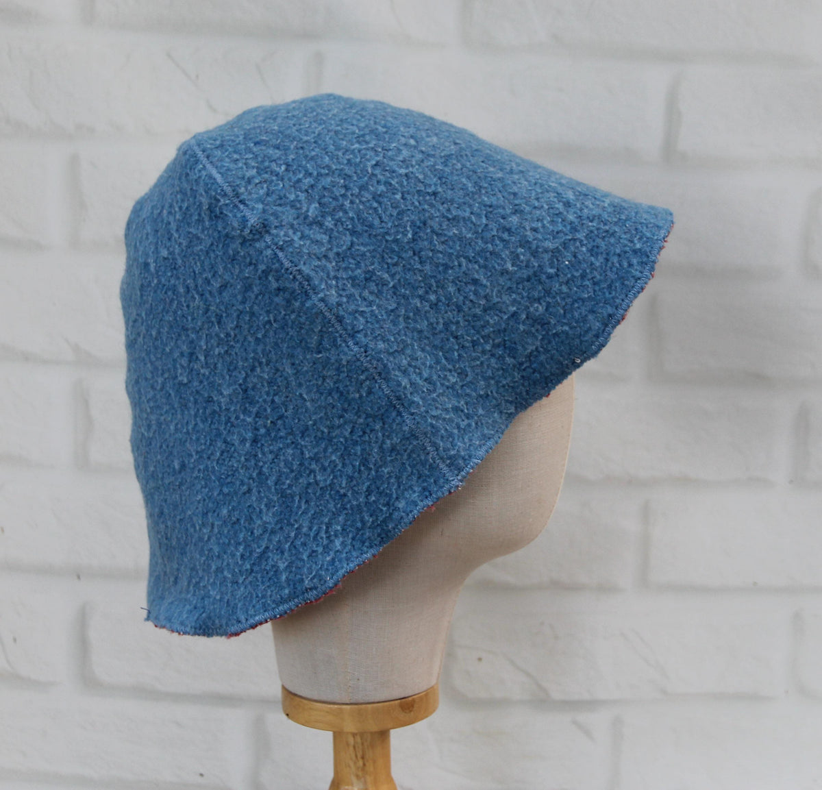 Reversible Wool Sauna Hat, Pink and Blue Felted Banya Cap 2 in 1, Natural Sheep Wool Steam Room Accessories, Spa Head Cover, Gift for Her