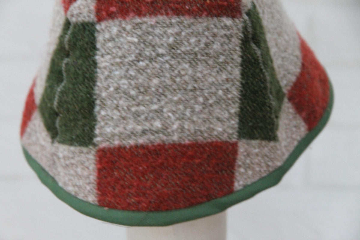 Plaid Wool Sauna Hat, Green and Red Patchwork Bath Cap for Banya, Natural Felted Wool Thermal Protection Hat, Sauna Accessories Gift