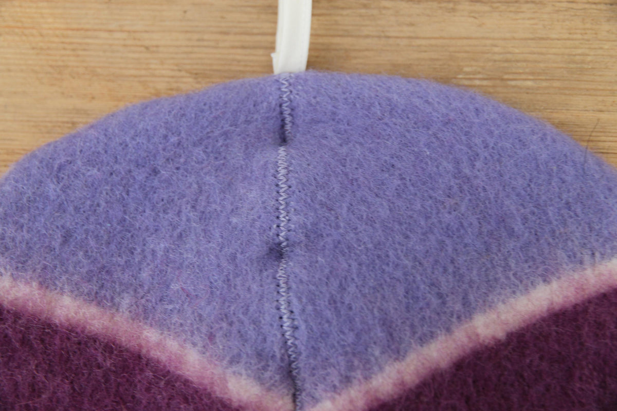 Purple Striped Wool Sauna Hat , Natural Felted Wool Bath Cap for Banya , Sauna Thermal Protection Accessories , Handmade Spa Gift for Women