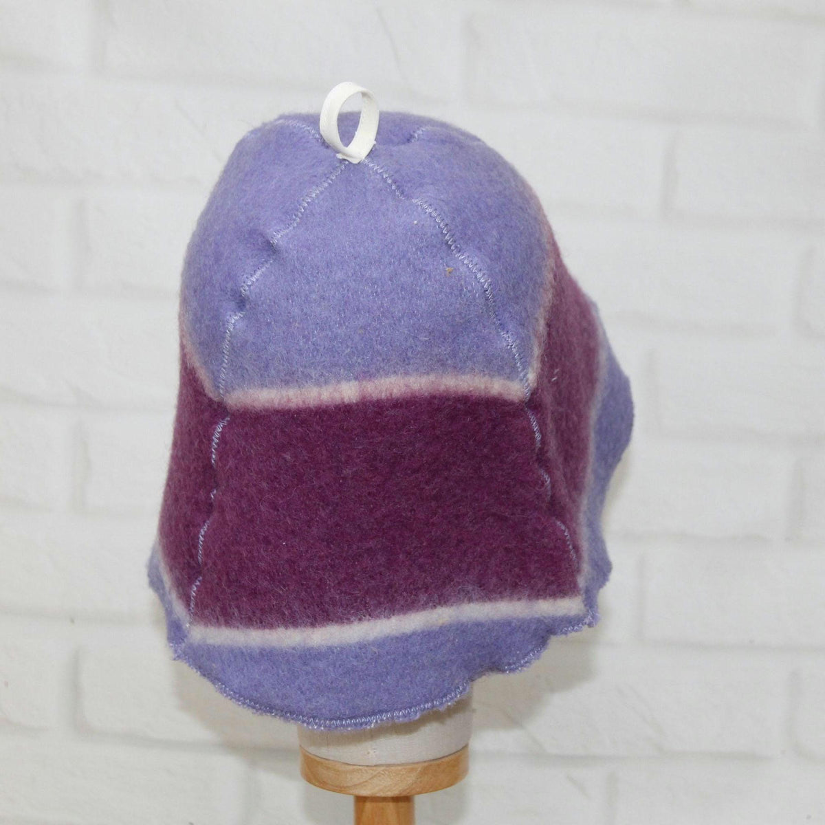 Purple Striped Wool Sauna Hat , Natural Felted Wool Bath Cap for Banya , Sauna Thermal Protection Accessories , Handmade Spa Gift for Women