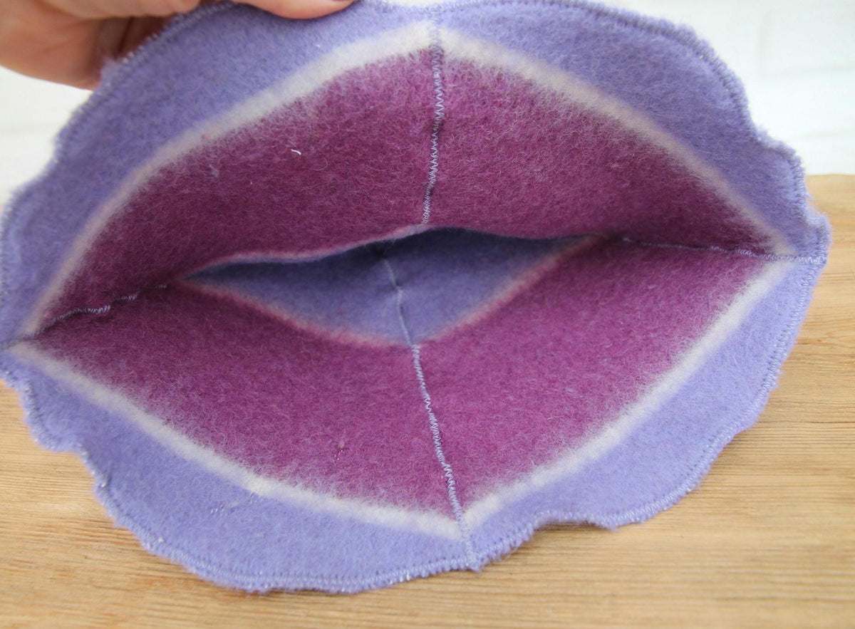 Purple Striped Wool Sauna Hat , Natural Felted Wool Bath Cap for Banya , Sauna Thermal Protection Accessories , Handmade Spa Gift for Women