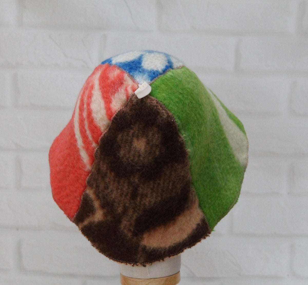 One-of-a-Kind Handmade Wool Sauna Hat , Colorful Patchwork Wool Felt Banya Cap with Hanging Loop , Unique Spa Sauna Accessory