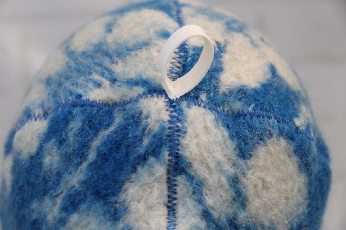 Felted Wool Sauna Hat with Hand Stitching and Flower Motif - Protect Your Hair and Enhance Your Spa Experience - Large (35x22 cm)