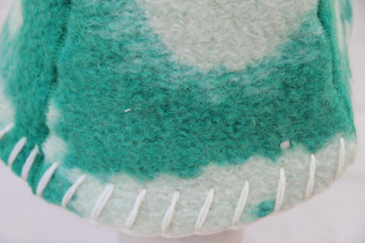 Handmade 100% Wool Sauna Hat with Hand Stitching - Green Cream Felted Spa Cap for Hair Care (36x22 cm / 14.2x8.7 in)