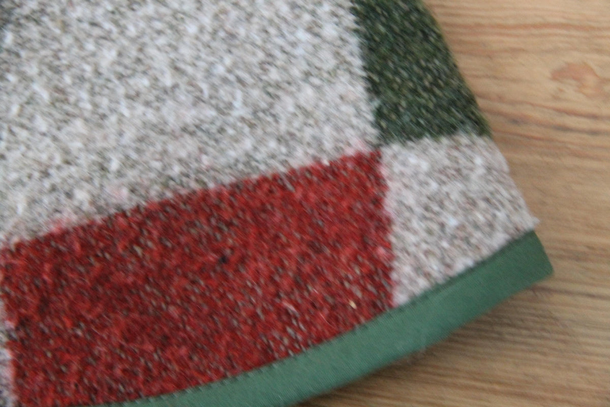 Plaid Wool Sauna Hat, Green and Red Patchwork Bath Cap for Banya, Natural Felted Wool Thermal Protection Hat, Sauna Accessories Gift